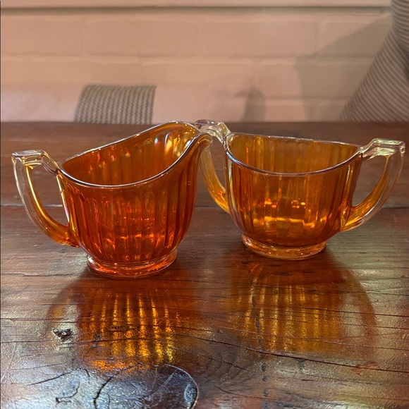 Other - vintage marigold carnival glass creamer & sugar bowl set Imperial Glass Company